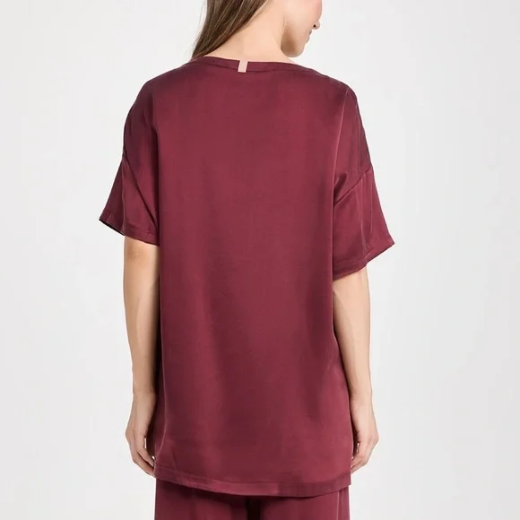Lunya Washable Silk short sleeve Tee Calliope Wine size XS - Picture 2 of 7